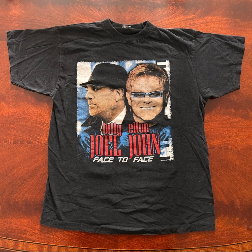 Vintage Elton John & Billy Joel Concert Tour Shirt Face to Face Size Large